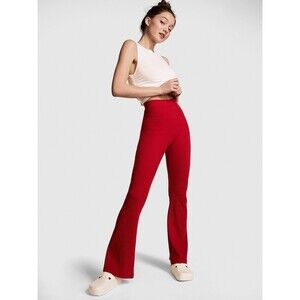 The Drop Ellison Ribbed Flare Leg  Pants Red Size S High Rise